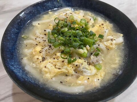 余った餃子のタネで⭐絶品ひき肉卵うどん